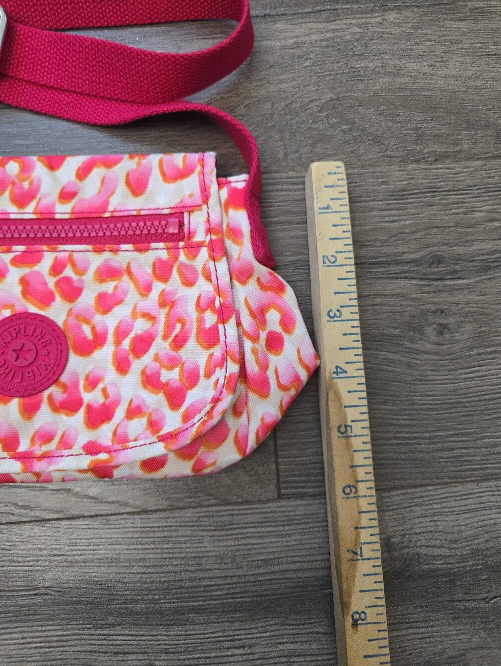 Kipling Sabian Crossbody Mini Bag vibrant neon pink and orange animal print - Picture 2 of 10